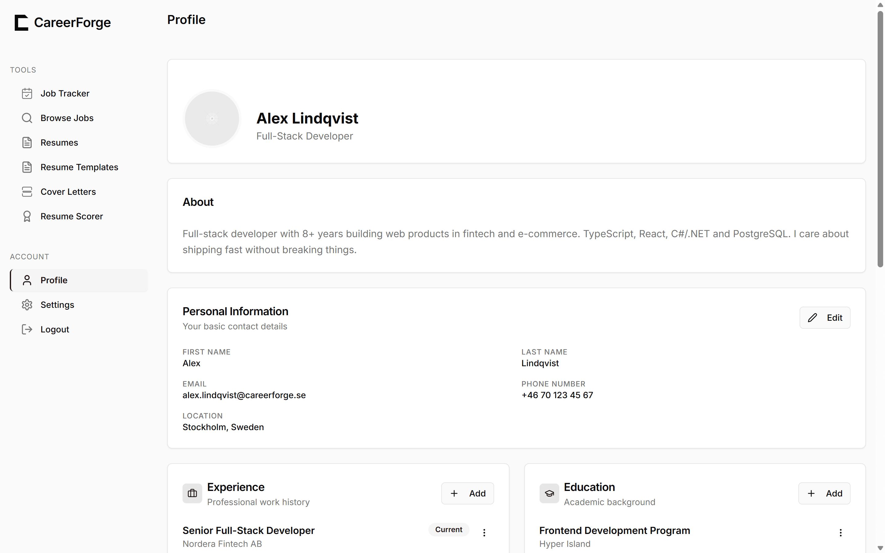 Career Profile Management